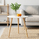 Artiss Double Bed Frame and Round Coffee Table Set Pink Velvet Bedhead with Wooden Side Table