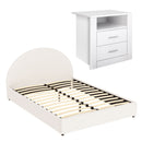 Artiss Queen Bed Frame with Storage and Bedside Table Set Boucle Fabric Gas Lift Bed Base 2-Drawer Nightstand