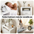 Artiss Queen Bed Frame with Storage and Bedside Table Set Boucle Fabric Gas Lift Bed Base 2-Drawer Nightstand