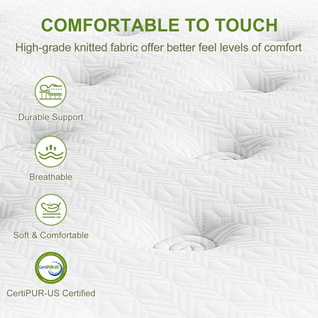 Artiss King Single Bed Set with BedStory Hybrid Mattress Upholstered Platform White Boucle Fabric