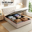 Artiss Double Bed Frame with Storage and Bedside Table Set Tufted Linen Gas Lift Bed Base and 2-Drawer Nightstand