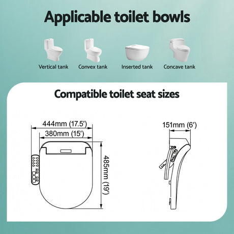 Cefito Smart Electric Bidet Toilet Seat Cover D-Shape SIAA Material Certified
