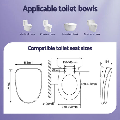 Cefito Smart Electric Bidet Toilet Seat Wireless Remote Heated Dryer Auto Wash