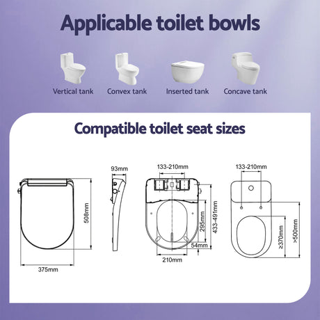 Cefito Electric Bidet Toilet Seat Washing Without Power Heated D-Shape Air Dryer