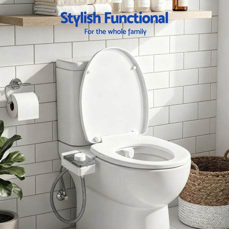 Cefito Non-Electric Ultra-Slim Bidet Attachment Detachable Bidet with Dual Nozzle Frontal & Rear Wash Adjustable Water Pressure Cold Water Toilet Bide