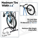 Weisshorn 4-in-1 Bike Parking Stand Vertical Floor Storage Rack for 24"-27.5" Bicycles, Adjustable Height Repair Maintenance Stand, Stable Indoor Garage Space Saver with Non-slip Rubber Feet