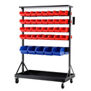 Giantz 74 Bins Storage Rack Double Sided Mobile Garage Workshop Tools Organizer
