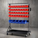 Giantz 74 Bins Storage Rack Double Sided Mobile Garage Workshop Tools Organizer