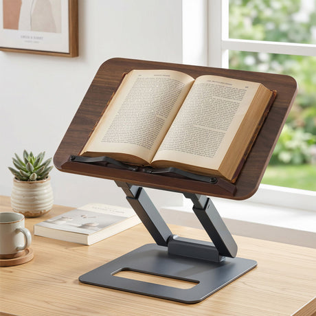 Artiss Book Stand Telescopic Book Holder with Page Clip Ergonomic Desktop Stands OAK