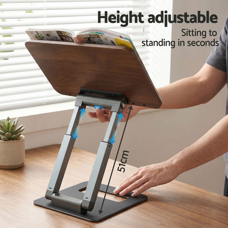 Artiss Book Stand Telescopic Book Holder with Page Clip Ergonomic Desktop Stands OAK