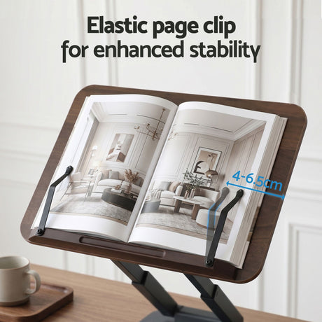 Artiss Book Stand Telescopic Book Holder with Page Clip Ergonomic Desktop Stands OAK