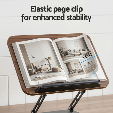 Artiss Book Stand Adjustable Book Holder Foldable Reading Rest Rack with 360 Degree Rotating Base and Page Clip