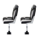 Seamanship 2X Folding Boat Seats with 2X Adjustable Pedestals 34–46cm Marine Seat Swivel High Back 12cm Padding Black
