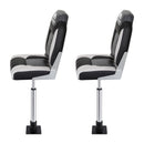 Seamanship 2X Folding Boat Seats with 2X Adjustable Pedestals 55–75cm Marine Seat Swivel High Back 12cm Padding Black