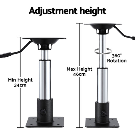 Seamanship Boat Seat Pedestal 34–46cm Adjustable Gas Lift 360 Degrees Swivel 2 Pack