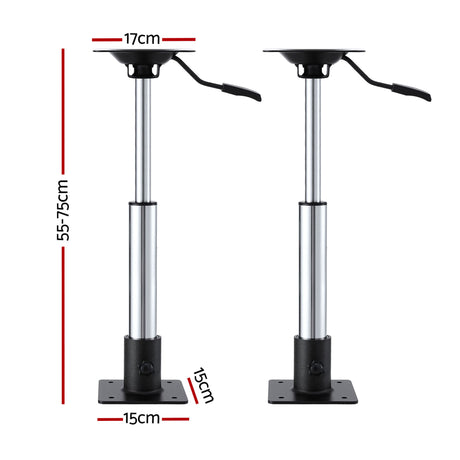 Seamanship Boat Seat Pedestal 55–75cm Adjustable Gas Lift 360 Degrees Swivel 2 Pack