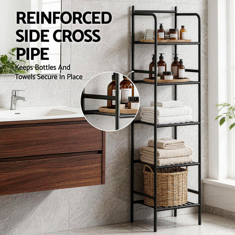 Artiss 2X Floor Standing Corner Shower Caddy 5 Tier Bathroom Organizer Black