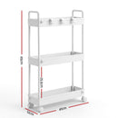 Artiss 3 Tier Slim Storage Trolley Narrow Utility Organiser Rack White