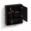 Cefito Bathroom Mirror Cabinet Mirrored Medicine Adjustable Shelf Wall Mounted 560mm Black