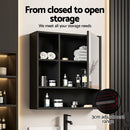 Cefito Bathroom Mirror Cabinet Mirrored Medicine Adjustable Shelf Wall Mounted 560mm Black