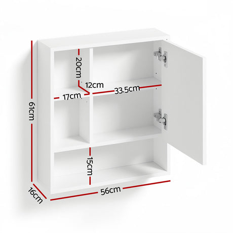 Cefito Bathroom Mirror Cabinet Mirrored Medicine Adjustable Shelf Wall Mounted 560mm White