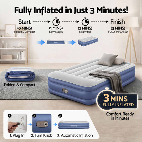 Bestway Air Mattress Inflatable Bed 46cm Airbed Single Blue