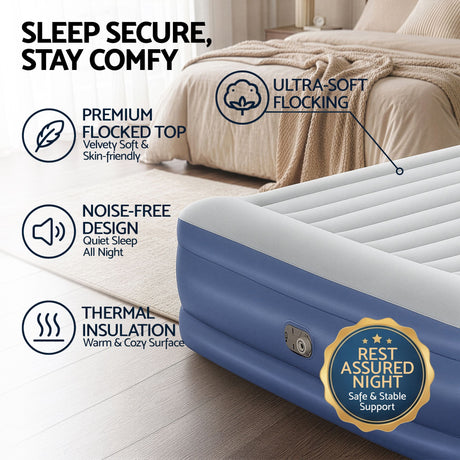 Bestway Air Mattress King Inflatable Bed 56cm Airbed Blue