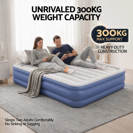 Bestway Air Mattress Queen Inflatable Bed 46cm Airbed Blue