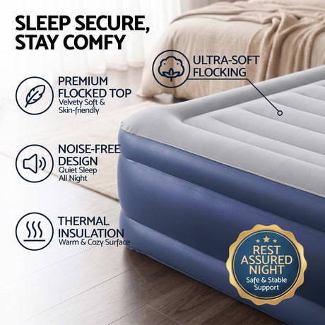 Bestway Air Mattress Queen Inflatable Bed 61cm Airbed Blue