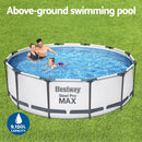 Bestway Swimming Pool 366x100cm Steel Frame Round Above Ground Pools w/ Filter Pump 9150L