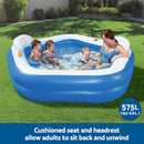 Bestway Kids Inflatable Pool Above Ground Pools Seat Cushions Cup Holder 213x206cm
