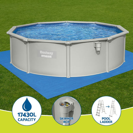 Bestway Swimming Pool Steel Frame Round Pool Set 457cm w/ Filter Ladder 17430L