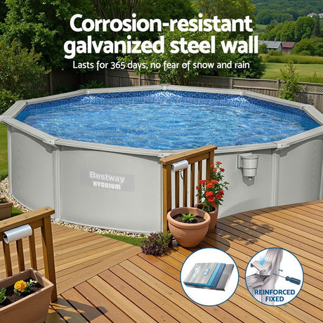 Bestway Swimming Pool Steel Frame Round Pool Set 457cm w/ Filter Ladder 17430L