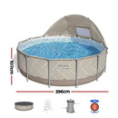 Bestway Swimming Pools 396cm x 107cm Steel Above Ground Canopy Backyard Pool Set White