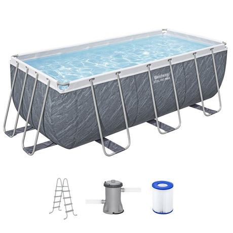 Bestway Swimming Pool 412x201x122cm Steel Frame Pool Set w/Pump Ladder