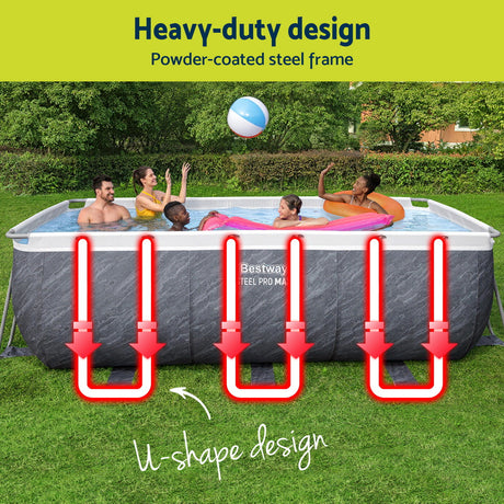 Bestway Swimming Pool 412x201x122cm Steel Frame Pool Set w/Pump Ladder