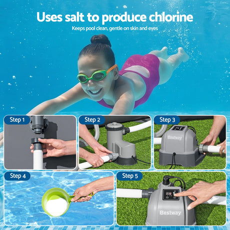 Bestway Hydrogenic 6g/h Saltwater Chlorinator System Pool Chlorine Generator