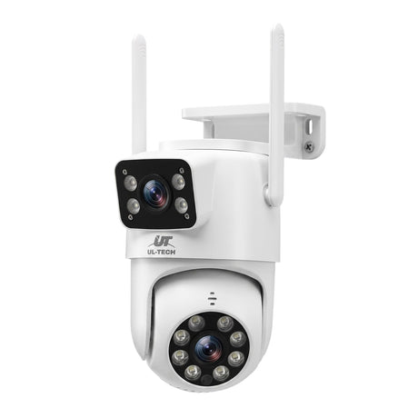 UL-Tech Wireless Security Camera Outdoor Indoor, 2.5K Dual Lens Pan Tilt, 4MP (2×2MP) IP Camera, Motion Detection, Auto-Tracking, Colour Night Vision, 2.4G WiFi, Two-Way Audio, Pet Baby Surveillance