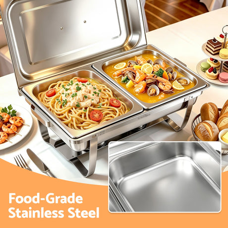 5-Star Chef Chafing Dish 8L 2-Pan Buffet Warmer Food Warmer Catering Server