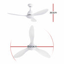Devanti 48" Ceiling Fan with LED Light Remote Control DC Motor White