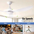 Devanti 48" Ceiling Fan with LED Light Remote Control DC Motor White