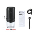 Devanti Electric Coffee Grinder USB-C Rechargeable Portable Coffee Bean Grinder with 40 Precise Grind Settings | Automatic Spice Nut Pepper Grinder Mill with Cleaning Brush & Ground Coffee Container for Home Office Camping Travel, Black