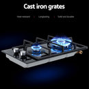 Devanti Gas Cooktop 30cm 2 Burner Built-in Stove Glass Cook Top NG LPG Wok Burner