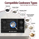 Devanti 90cm Gas Cooktop 5 Burner LPG NG Tempered Glass Hob Black