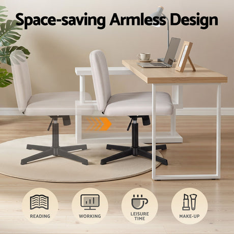 Artiss Office Desk & Chair Set 140cm Computer Desk with Rotatable Bookshelf & Criss Cross Office Chair Armless Swivel Chair, Home Office Study Workstation Furniture