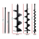 Giantz Post Hole Digger Auger Drill Bit Set 100mm 200mm 300mm Carbon Steel Black