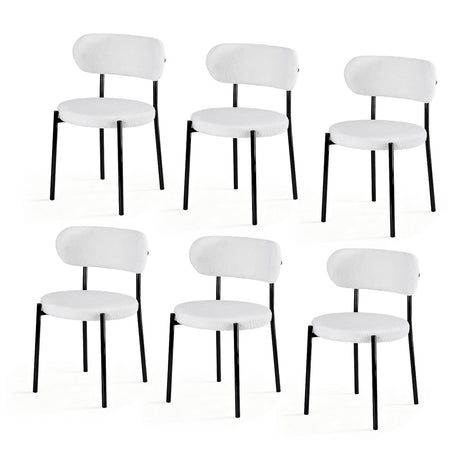 Artiss Dining Chairs Set of 6 Sherpa Boucle White