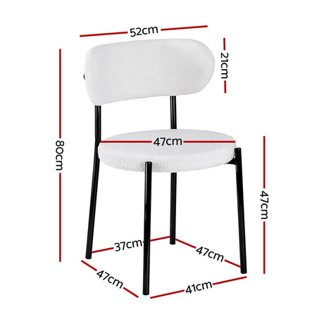 Artiss Dining Chairs Set of 6 Sherpa Boucle White