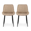Artiss 2x Dining Chairs Retro PU Leather Kitchen Lounge Cafe Accent Chair Khaki