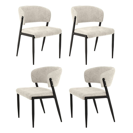 Artiss Dining Chairs Set of 4 Linen Fabric Soft Upholstered Chairs Beige